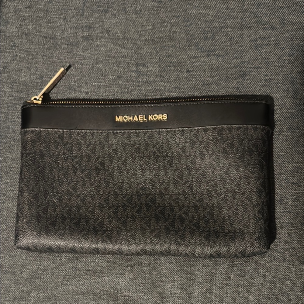Michael Kors Black Toiletry Bag with Gold Accents